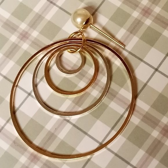 Home made/handmade Metal Stud Earrings with Metal Hoops Gold & Silver Tone #65 - Picture 5 of 9